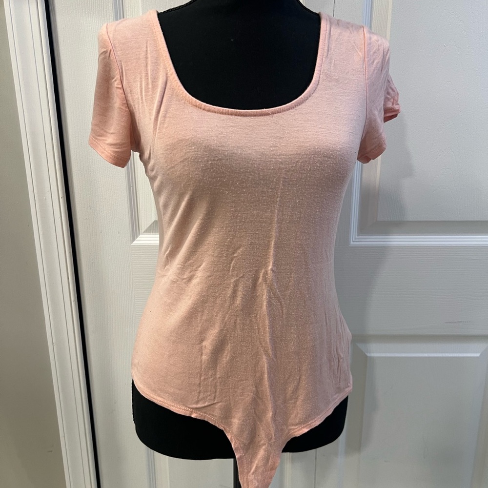 Elegant Peach Scoop Neck Bodysuit